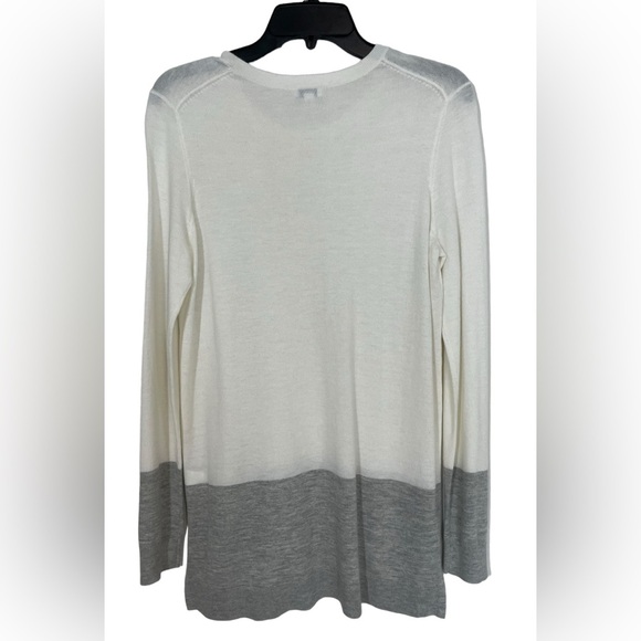 Vince Longline Sweater Viscose Cashmere Blend Long Sleeve White Grey Sz Small - Picture 10 of 11
